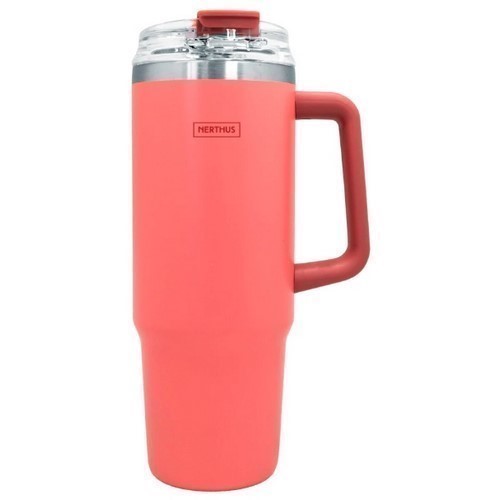 TAZA TERMO NERTHUS FIH 1438 0.9L CORAL C/PAJITA